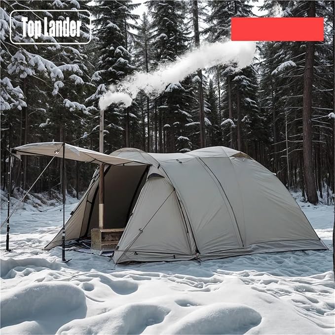 2-Person 4-Season Fireproof Hot Tent – Waterproof Tunnel Dome Tent with Stove Jack &amp Snow Skirt for Camping Hiking