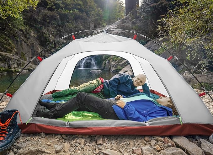 KAZOO 2／4 Person Camping Tent Outdoor Waterproof Family Large Tents 2/4 People Easy Setup Tent with Porch Double Layer | Outdoor Waterproof Family Large Tents Easy Setup
