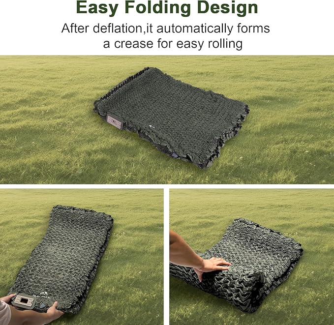 Self Inflating Double Sleeping Pad with Foam and Electric PumpInnovative Y-Shaped Telescopic Structure4.3 Thick Ultraportable Camping MattressOutdoor Compact Air Mat for Tent Car（4.2*79*55 inch）