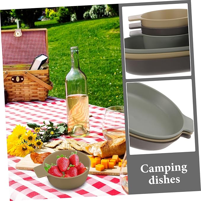 1 Set Outdoor Portable Dinnerware Lightweight Camping Plates Bowls for Picnics Bbqs and Hiking Stylish and Practical Dining for