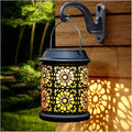 DenicMic Solar Lantern Outdoor Solar Lights Outdoor Hanging Lantern with Handle &amp Hook Waterproof 25 Lumen Warm White LED Metal Decorative for Garden Patio PorchYard Walkway1Pack (Black)
