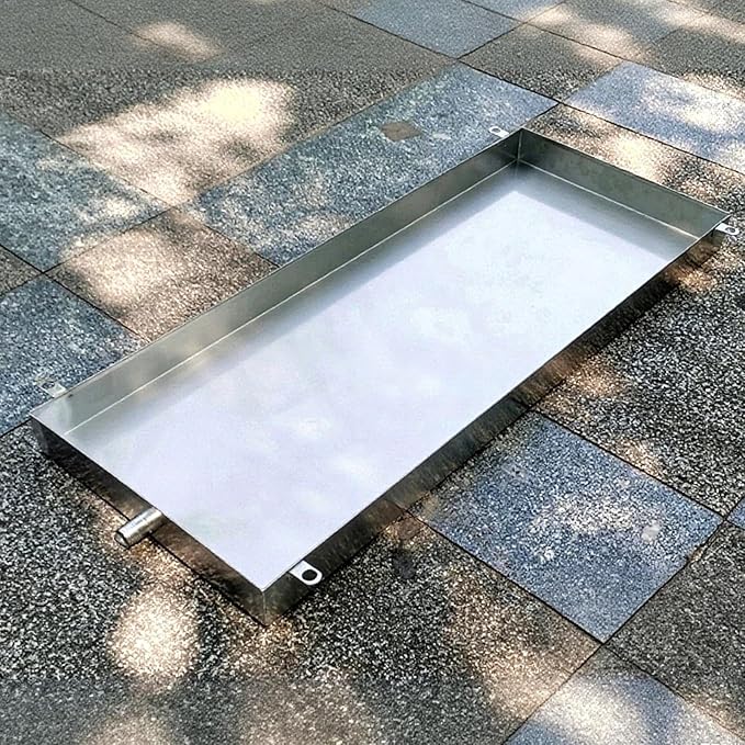 304 Stainless Steel AC Drain Tray Portable Drip Pan for Air Conditioners Water Catcher for Outdoor Units Oil Spill Tray 30x60cm (12x24in)