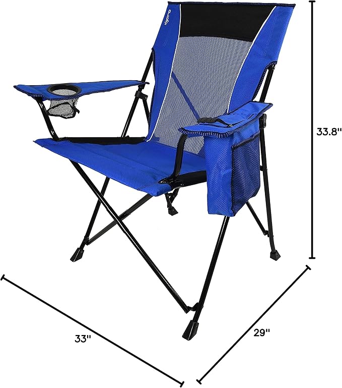 Kijaro Dual Lock Portable Camping Chairs - Enjoy Outdoors with Versatile Folding Sports &amp Lawn Chair - Dual Lock Feature Locks Position - Maldives Blue with Cooler