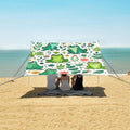Seamless Pattern Cartoon Frog and Plant Camping Sun Shelter Beach Tent Portable Beach Sun Shade Outdoor Canopy for Camping Trips Fishing Picnic