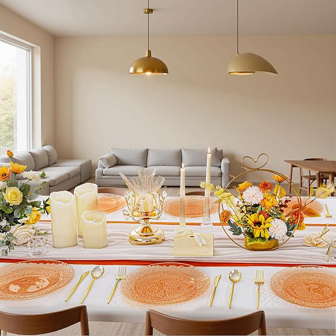 Rubtlamp 60Pcs Orange Plastic Plates Orange Plastic Disposable Plates With Hammered Design Party Platos Fancy Disposable Platos Include 30Dinner Plate30Desssert Plate For Spring Easter