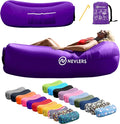 Nevlers Purple Inflatable Lounger | 210T Polyester Air Sofa | No-Pump Blow Up Couch | Compact Lounger Inflatable Couch w/ 450lbs. Cap. Pockets &amp Matching Bag | Use as Camp Chairs for Adults &amp