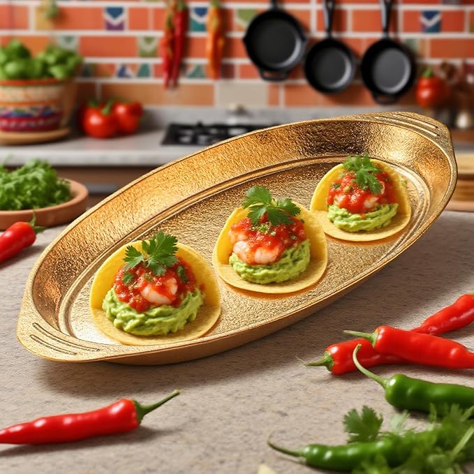 Titanium Fish Plates Oval Serving Dishes Large Capacity Dual-Ear Design Extra-Thick Flat Bottom Perfect for Camping Picnics Outdoor Dining &amp Home Use RT070T (M)