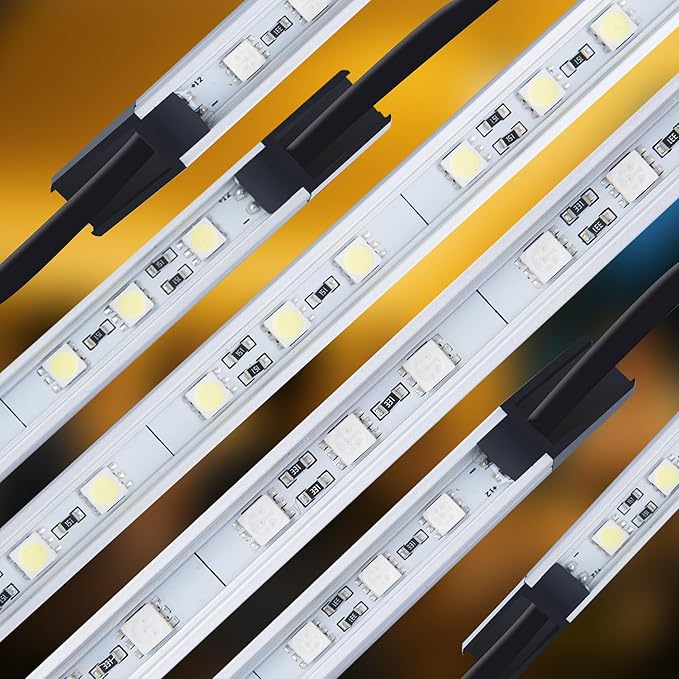 12V LED Light Bar Kit 2 Bars White &amp 2 Bars Amber Adjustable Brightness RV Camping Lights - Waterproof IP67 Magnetic &amp Velcro Mount Portable Lighting for Tent Car Trailer Boat Truck Of