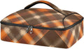 Casserole Carrier Orangeand Brown Tartan Plaid Insulated Casserole Carrier for Hot or Cold Food Thermal Lunch Tote for Parties Picnic Travel Carry Bag