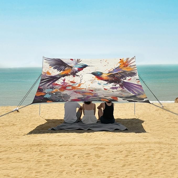 BirdCamping Sun Shelters 9.2 x 10.5 FT Beach Canopy Tent Sun Shade with Carrying Bag for Camping Trips Fishing Backyard Fun or Picnics 21340927