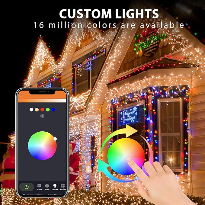 99FT Smart Color Changing Christmas Icicle Lights - APP Control 897 LEDs 207 Drops Outdoor Roof String Lights DIY 100+ Effects Music Sync Waterproof for Outside Garage Eaves House Holiday Decor