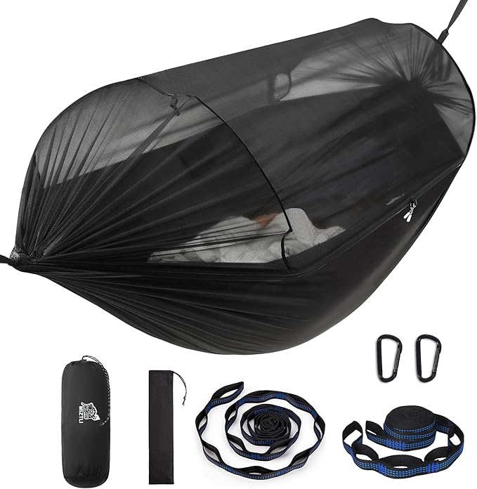 Miztli Camping Hammock -Portable Hammock w/Spacious Net &amp Tree Straps w/Adjustable Loops Double and Single Hammock for Outdoor Indoor Hiking and Travel