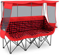 3 Person Camping Chair with Canopy Shade 700lbs Heavy Duty Oversized Beach Camping Chair with Thick Cushion Cup Holder and Carry Bag Foldable Portable Sofa for Lawn Beach Outdoor(Red Black)