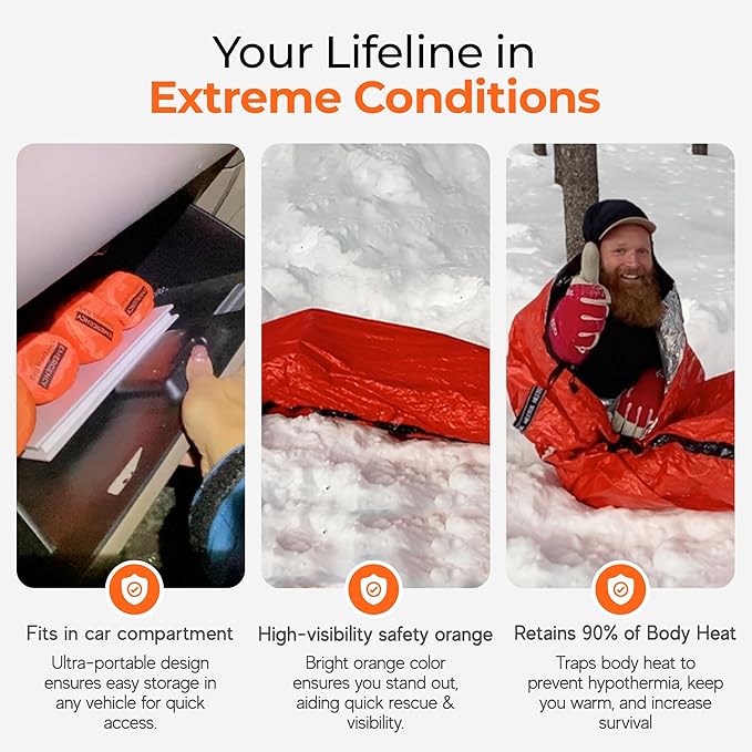 Sierra Madre Emergency Sleeping Bag – Ultralight Waterproof Mylar Thermal Bivy Sack Tent for Hiking Bug-Out Bags Survival Kits