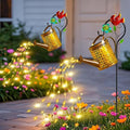 Mothers Day Gifts Solar Lights Outdoor Watering Can with Cascading Lights Watering Can with Hook Solar Lantern Gardening Decor for Yard Patio Gardening Gifts for Mom Grandma Women (2 Pack)