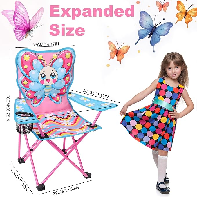KABOER Kids Outdoor Folding Lawn and Camping Chair with Cup Holder and Carrying Bag Children's Camping Chairs