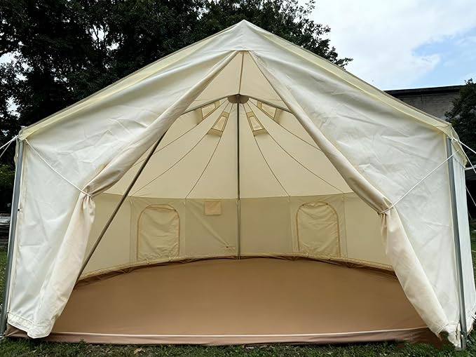 DANCHEL OUTDOOR B6 Luxury Glamping Wall Tent w/Stove Jack No Center Pole Higher Side Wall 900D Flame Retardant Oxford for 4 Season 4-6 Person Family Yurt Cabin Glamping Camping13ft/16.4ft