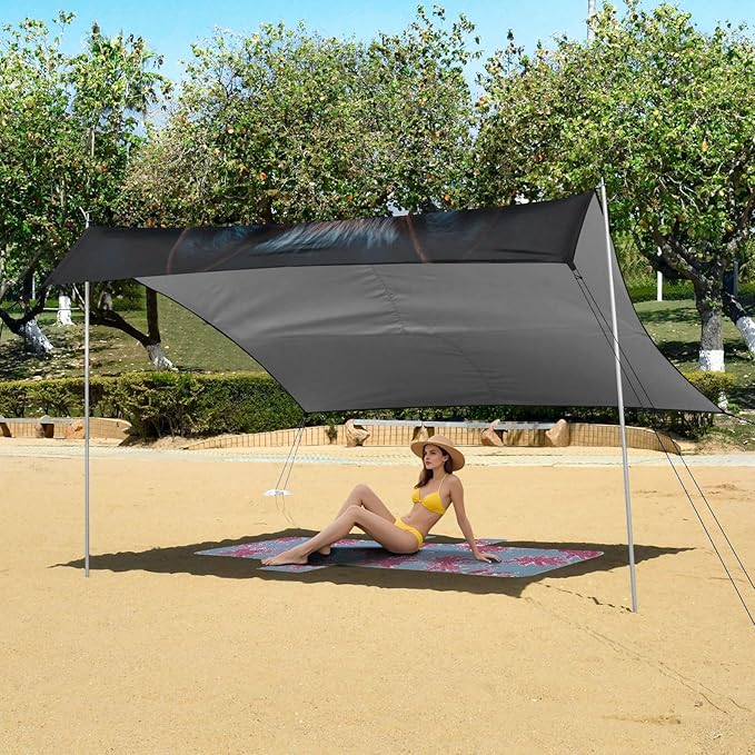 ALAZA Wolf Portrait Beach Tent Sun Shelter UPF50+ Protection Beach Shade Canopy w/ 4 Sandbags for Outdoor Camping Fishing Backyard Fun Picnic 10x9 ft