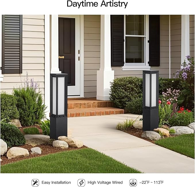 Landscape Path Light Hard Wired 31.5 Outdoor Pathway Lights AC100-240V Waterproof Bollard Driveway Lamp Modern 3000K Standing Lighting Patio Lawn Tall Garden Lantern for Commercial Walkway