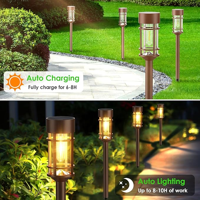 Mancra 8 Pack Solar Outdoor Lights Bright Up to 10 Hrs Solar Lights Outdoor Waterproof Garden Decor for Patio Lawn Yard and Landscape