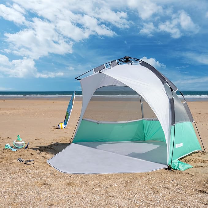 Beach Tent Pop Up Shade Instant Beach Tents Sun Shelter with UPF 50+ UV Protection Lightweight &amp Easy Setup Tent 2-6 Person