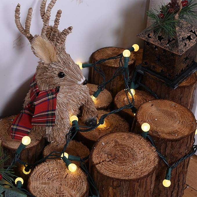 Globe String Lights: 2 Pack 70 LED Mix-Ball Fairy Lights Plug in UL Listed Christmas Tree Lights 19Ft Christmas Outdoor Indoor Fairy Lights for Bedroom Tree Patio Party Garden Wedding Warm White