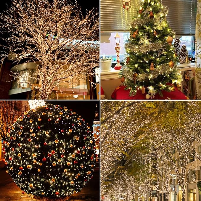 200FT Warm White Plug in Fairy Lights 600 LED Waterproof Copper Wire String Lights with Remote for Christmas Tree Bedroom Porch Patio Garden Wedding Party