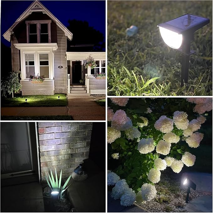 Solar Lights Outdoor Waterproof IP65 Solar Powered 76 LED 3 Lighting Modes Solar Spot Lights Outdoor for Yard Garden Landscape Pathway (White 6 Pack)