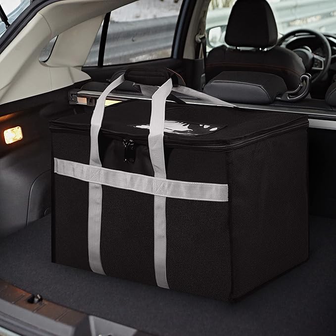 Insulated Food Delivery Bag - 23x14x15 inches - Water-Resistant Interior - Ideal for Commercial Catering - Reusable Grocery Bag - Professional and Heavy-Duty - XXL - Black