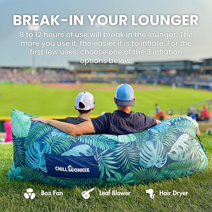 Portable Inflatable Lounger for Beach &amp Camping – Self-Inflating Air Couch Beach Sofa and Outdoor Lounge Chair for Relaxation and Comfort