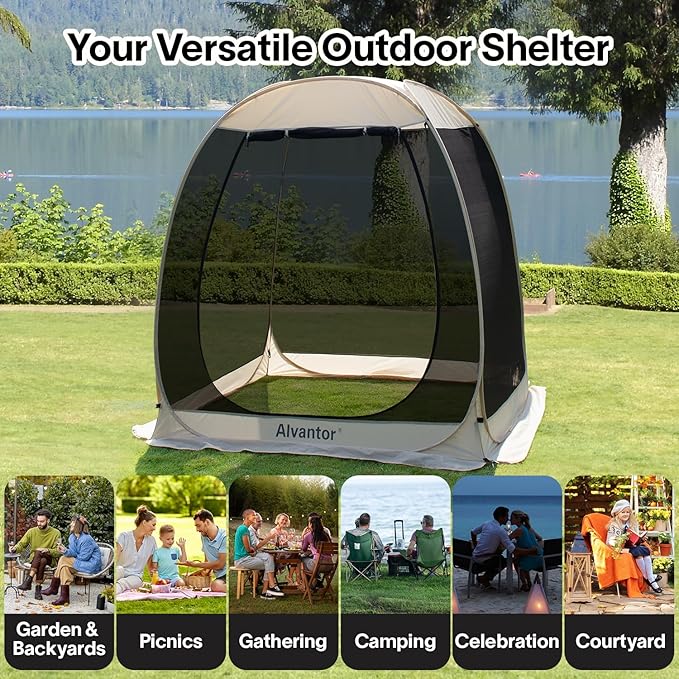 Alvantor Pop Up Screen House Gazebo with Mosquito Netting Instant UV Resistant Sun Shelter for Patio &amp Backyard Portable Canopy Tent for 2-10 Person