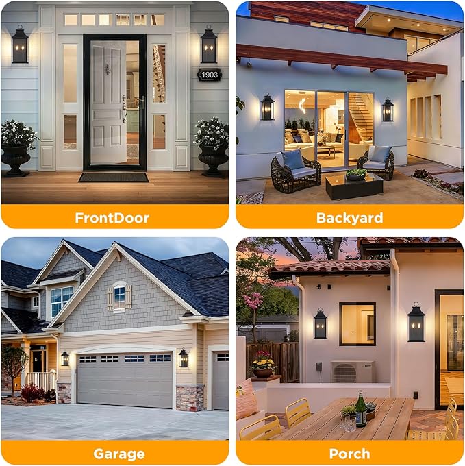 Large Outdoor Wall Lights Outdoor Lighting Exterior Lighting Fixtures Wall Mount Wall Sconce Light Outdoor Lanterns for Porch Black 22 inch 2-Light 1-Pack