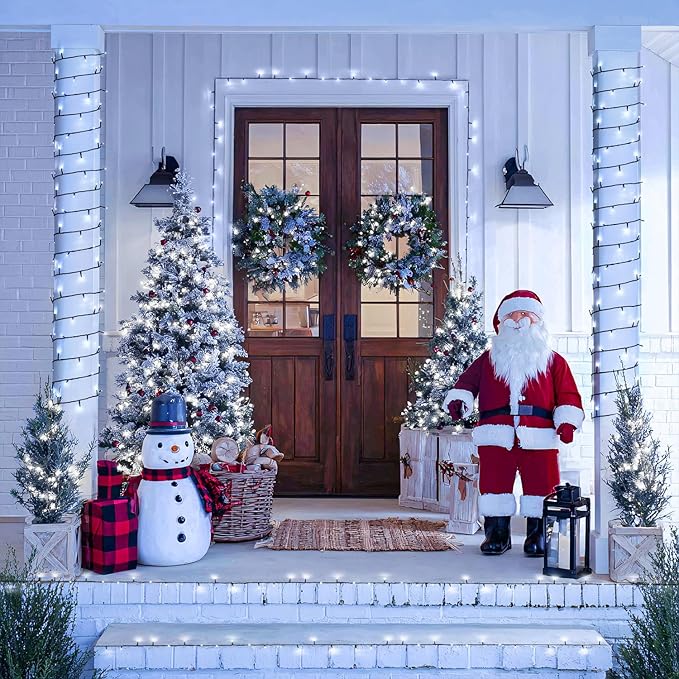 JMEXSUSS White Christmas Lights Outdoor Waterproof Each 33 FT Battery Operated String Lights with Remote 2 Pack 100 LED Christmas Tree Lights Indoor Outdoor for Party Garden Porch Yard Decor
