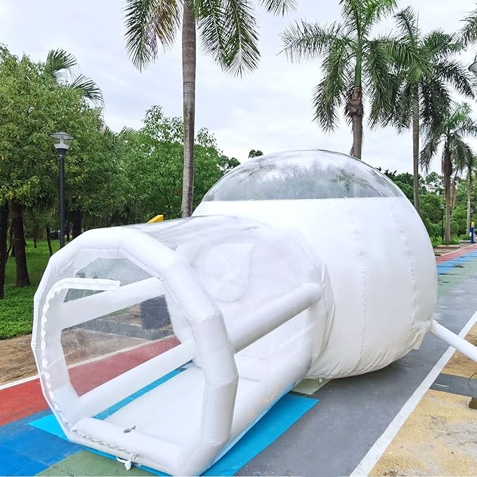 Transparent Inflatable Bubble Tent Luxury Single Tunnel Bubble House Dome Greenhouse Tent with Blower 110V 350W for Outdoor Family Camping Backyard Party Festivals Stargazing