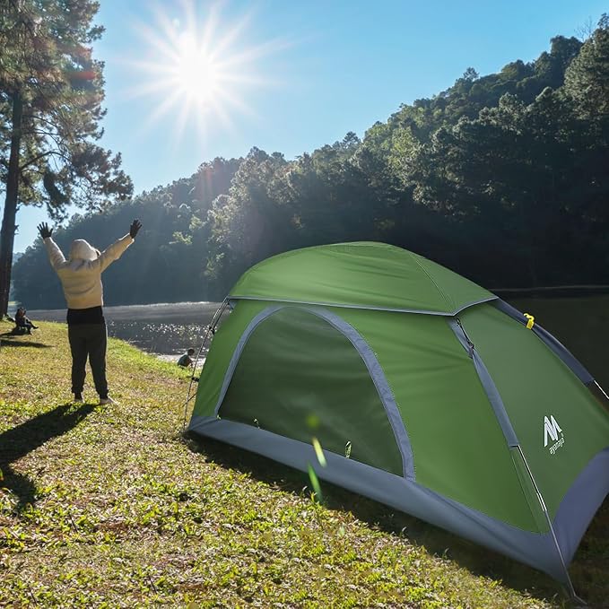 AYAMAYA 1 Person Tent for Backpacking - Lightweight Single Person Hiking Tent with Skylight &amp Waterproof Rainfly &amp Ground Vents Easy Setup One Man Small Tent for Camping Backpacking Hiking