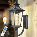 Emliviar Solar Wall Lantern Outdoor Waterproof Outdoor Sconce Light Dusk to Dawn LED Exterior Wall Lighting with Water Ripple Glass Black Finish 500181-SL SW BK