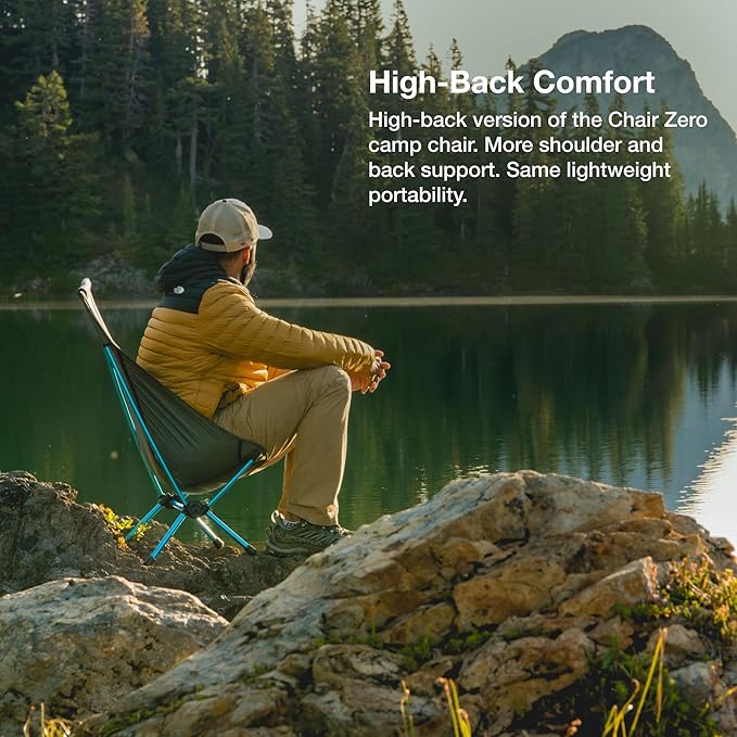 Helinox Chair Zero Highback Chair 1.43lbs Ultralight High Back Camping Chair Backpacking Folding Outdoor Chairs Black