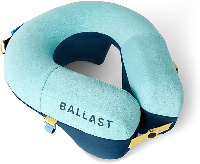 Ballast Travel Pillow PRO – Neck Pillow for Airplane Compact Inflatable Travel Pillow for Beach &amp Traveling Enjoy Relaxation Wherever You Go (Tropical Blue)