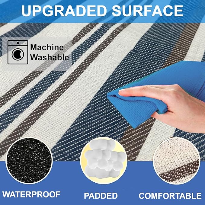 scuddles 60 x 80 Extra Large Outdoor Picnic Blanket – Waterproof Foldable Travel Mat for Beach Camping Grass Lawn Park – Dual Layer Sand-Free Soft Throw Rug Fits 4 Adults Summer Accessories