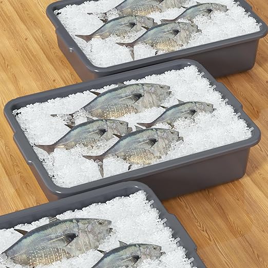 Readsky 12 Packs 13 L Plastic Commercial Bus Tub Plastic Restaurant Dish Washing Box Gray