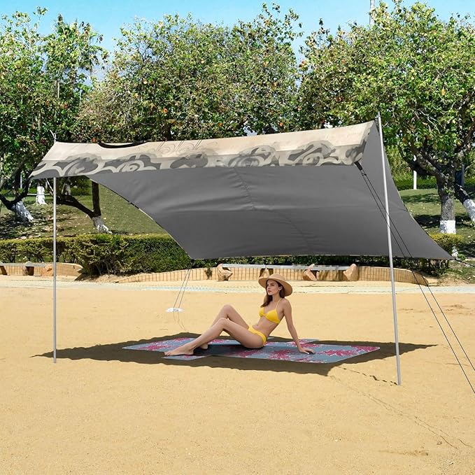 RoosterCamping Sun Shelters 9.2 x 10.5 FT Beach Canopy Tent Sun Shade with Carrying Bag for Camping Trips Fishing Backyard Fun or Picnics 21341207