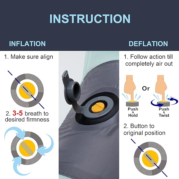 XL Inflatable Camping Pillow ELuxe w. Removable Padded Cover | X-Foam Comfortable Washable Ultralight Portable Neck Lumbar Support | Backpacking Hiking Travel Air | X-Large (Ocean Blue)