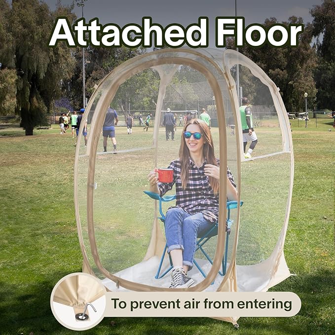 EighteenTek® Pod All Weather Sports Tent with Attached Floor Instant Outdoor Bubble Tent Rainproof Camping Sun Shelter for Sports Events Camping Fishing Cheering 1-4 Person