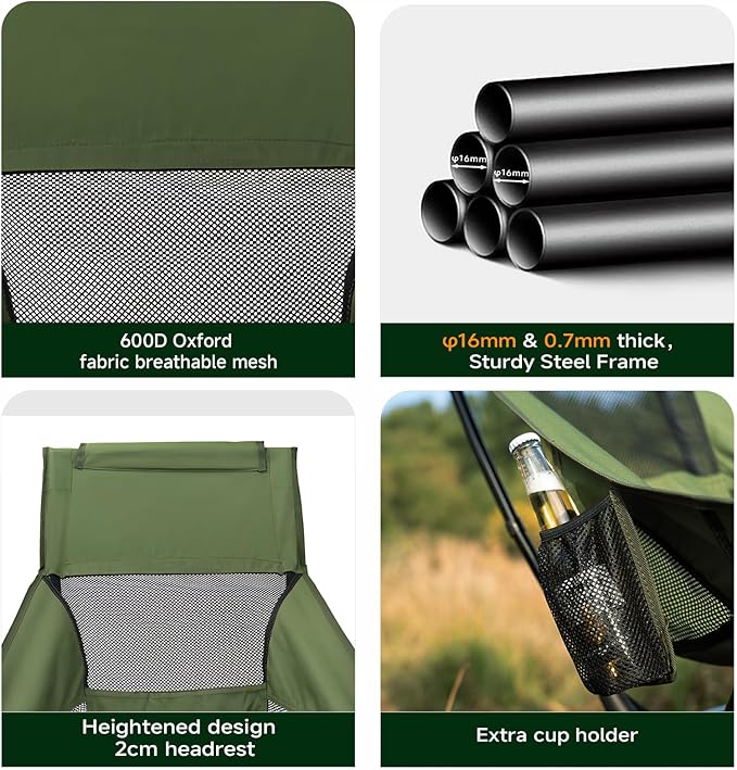 Upgraded 360° Swivel Camping Chair for Adults Portable Folding Chair with Cup Holder Lightweight Compact Backpack Outdoor Chair for Travel Fishing Hiking and Beach