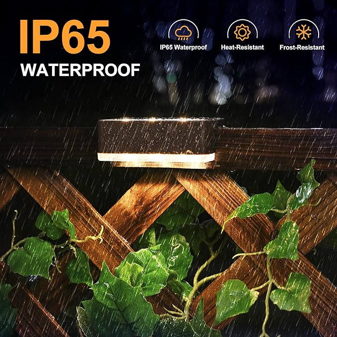 SOLPEX Solar Fence Lights 6 LEDs Solar Lights Outdoor Waterproof Solar Powered for Deck Stair Front Porch Balcony Walkway Garden Yard Patio Pool Decor IP65 Waterproof (16 Pack Warm White)