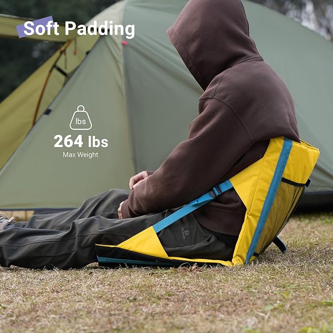 Portable Folding Stadium Seat with Adjustable Backrest 2-Person Comfort Ultralight for Bleacher Sports Outdoor Concerts Camping Picnics Beach Yellow