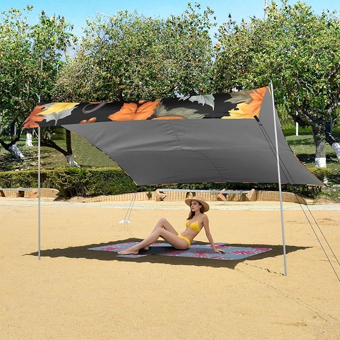 Fall Pumpkin ThanksgivingCamping Sun Shelters 9.2 x 10.5 FT Beach Canopy Tent Sun Shade with Carrying Bag for Camping Trips Fishing Backyard Fun or Picnics 21341608