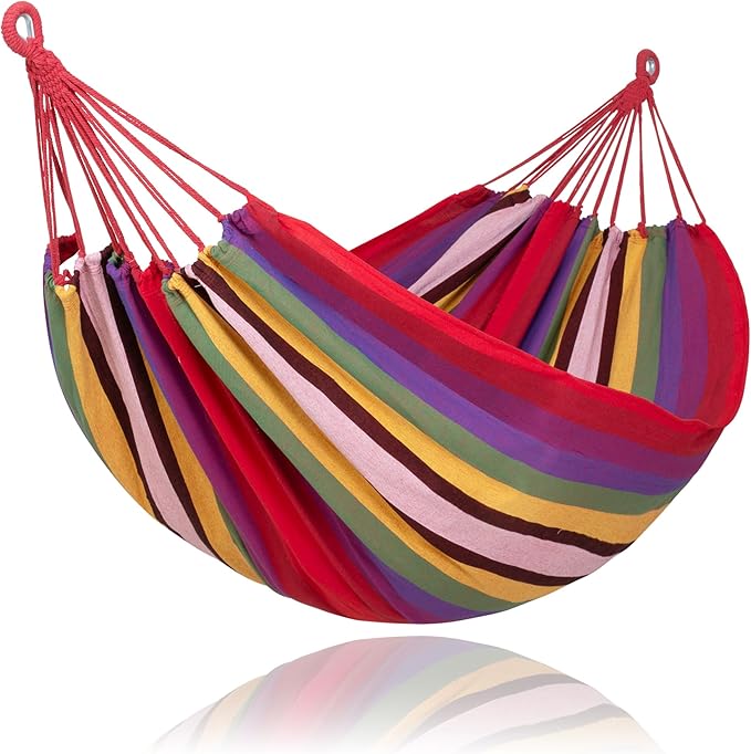 SUNCREAT Hammocks for Outside Portable Heavy Duty Tree Hammock Red Stripes