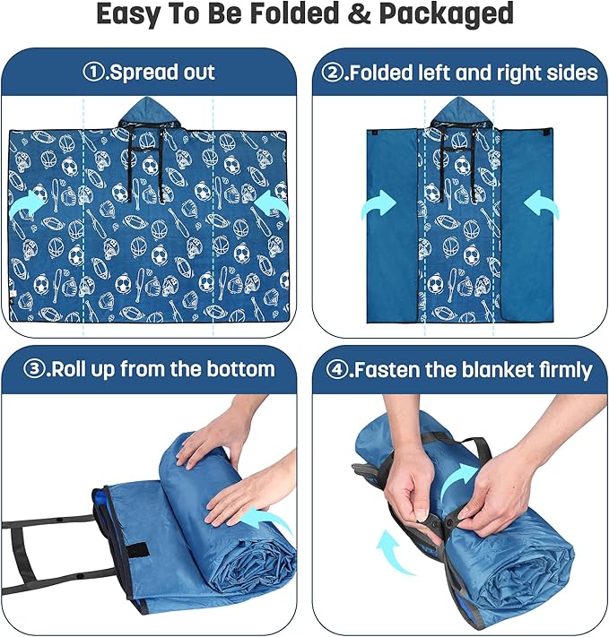 Catalonia Waterproof Stadium Blanket Windproof Wearable Poncho for Football Sideline &amp Sports Events for Fans Portable Durable Outdoor Blanket for Camping &amp Tailgating