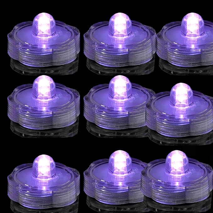 Super Bright LED Floral Tea Light Submersible Lights for Party Wedding (Purple 60 Pack)